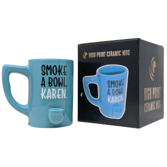 High Point Ceramic Light Blue Smoke a Bowl Karen Mug Hand Pipe - [PM038]