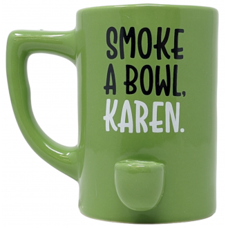 High Point Ceramic Green Smoke a Bowl Karen Mug Hand Pipe - [PM039]