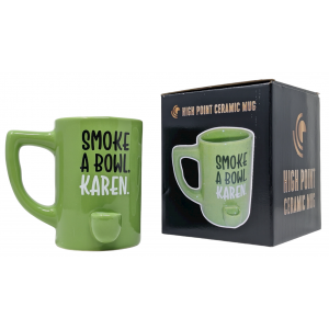 High Point Ceramic Green Smoke a Bowl Karen Mug Hand Pipe - [PM039]