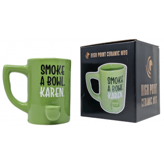 High Point Ceramic Green Smoke a Bowl Karen Mug Hand Pipe - [PM039]