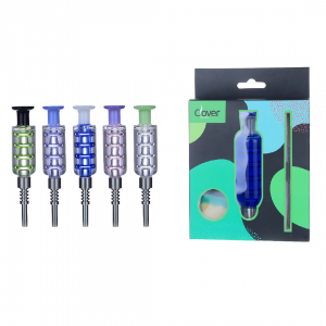 Clover Glass - Glycerin Filled Freezable Color Pipe Nectar Collector Set