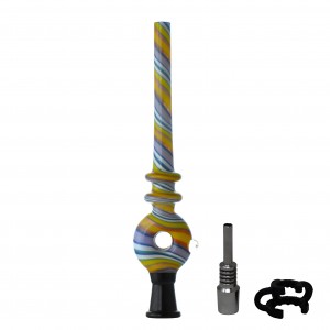 10mm Swirl Stripe Donut Design SS Tip Nectar Collector - Assorted