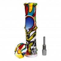 4.5" Playful Print Silicone 10mm Nectar Collector - Assorted