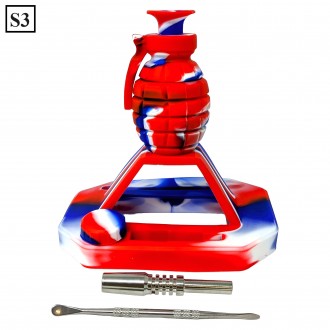 Dab in style-14mm Grenade SS Tip, ShowerHead Perc Silicone Nectar Collector Set - [WSG034-S]