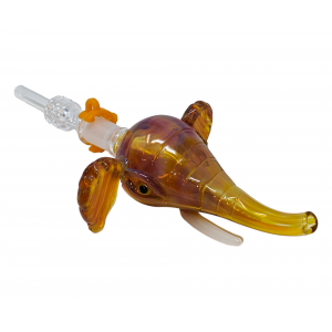 4.2" US-Made North Star Elephant Honey Straw with Quartz Tip & Plastic Clip - [WSG920-10Q]