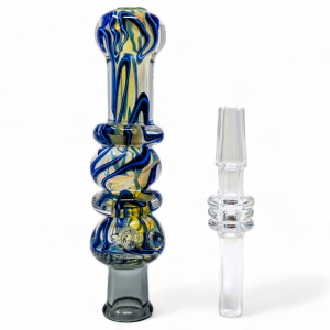 4" Fumed Soop Swirl Art Nectar Collector W/ Quartz Tip - [D1408]