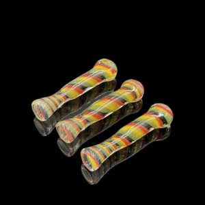 3" Rasta Galaxy Swirl Ribbon Wrap Chillum Hand Pipe - (Pack of 3) [SG315]