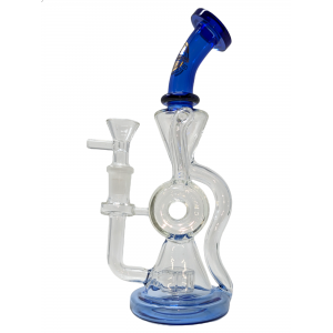 9" On Point Glass Showerhead Perc Donut Recycler Water Pipe - [ABC164]