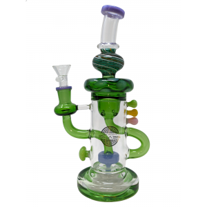 On Point Glass - 10" Assorted Multi Marble Showerhead Perc Recycler Water Pipe - [ABC201]