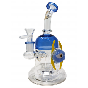 8.5" On Point Glass Devil Eye Showerhead Perc Water Pipe - [ABC83]