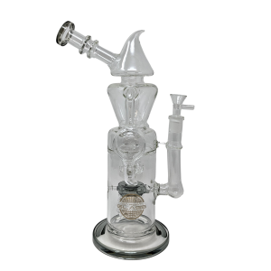 14" On Point Glass Double Disk Recycler Water Pipe [JD927] 