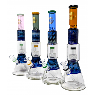 16" On Point Glass Matrix Perc Sand Blasted Beaker Water Pipe [MB1043]