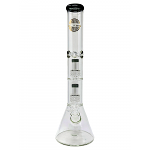 17" On Point Glass Color Rim Double Matrix Perc Beaker Water Pipe [MB1063]