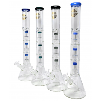 20" On Point Glass Color Rim Triple Matrix Perc Beaker Water Pipe [MB1064]