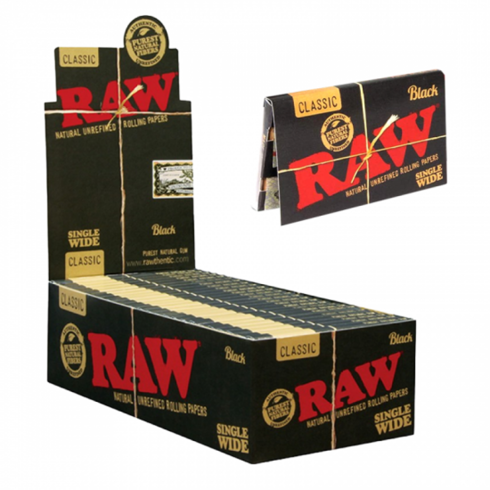 Raw Black Classic Rolling Papers Single Wide Double Feed 100ct