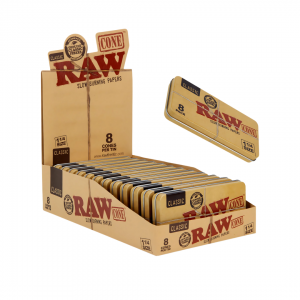 Raw 1 1/4 Pack Cone Tin - 12ct Display