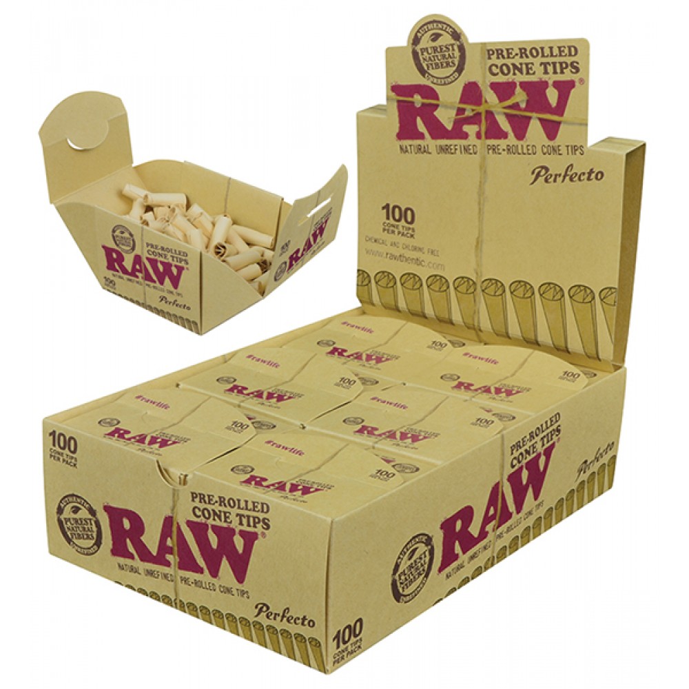 Raw Pre Rolled Tips Perfecto Cone 100ct Display Of 6 Rawconetipsprerol100 8068