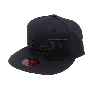 Raw Hat Black On Black Flat Brim Flex Fit Hat - Xtra Large Size