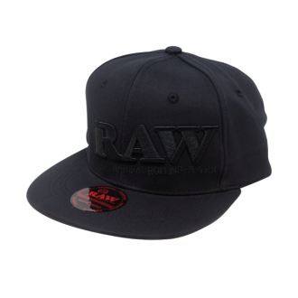 Raw Hat Black On Black Flat Brim Flex Fit Hat - Xtra Large Size