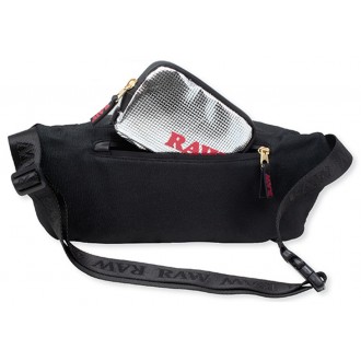 Rolling Papers X Raw Belt/Sling Bag - Black With Removable Foil Pouch