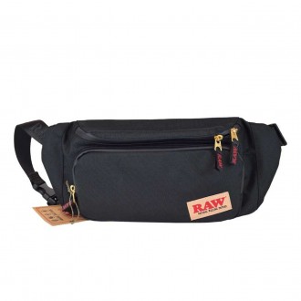 Rolling Papers X Raw Belt/Sling Bag - Black With Removable Foil Pouch