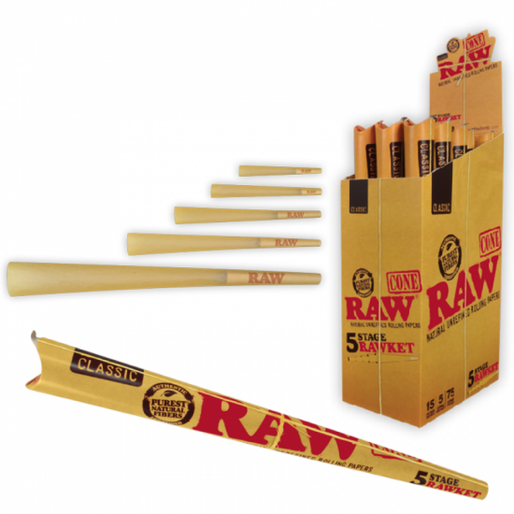 RAW RAWket FIVE CONE KIT Rolling Papers - NEW Assorted SIZES PRE