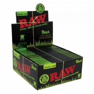 Raw Black Organic Hemp King Size Slim Rolling Papers 32ct - 50 Pack Display