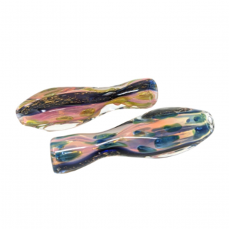 Gold Fumed Galaxy Streak Polka Dot Square Chillum Hand Pipe - (Pack of 2) [RKP208]