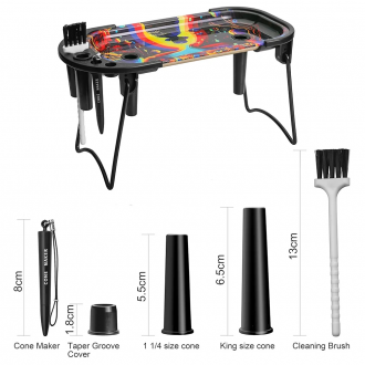 Medium Metal Rolling Tray Cone Loader & Filler w/ Foldable Stand - Smoking Gift