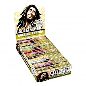 Bob Marley 1 1/4 Size Rolling Papers - Unbleached Organic Hemp - 25ct Display