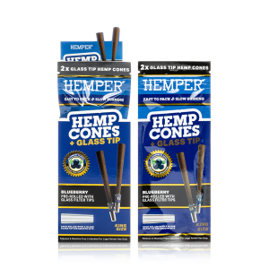 HEMPER - King Size Hemp Cones + Glass Tip | 2PK Display 