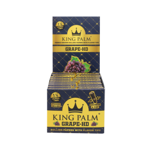 King Palm 1 1/4 Size French Brown Papers With Flavored Tips - 24ct Display