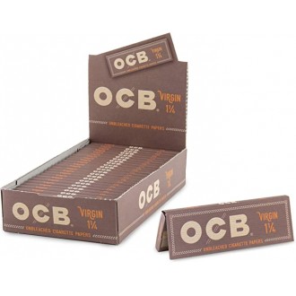 OCB Virgin Unbleached 1 1/4 Size Rolling Papers - 24ct Display