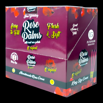 Rose Palms Cones W/ Rose Petals - 15ct Display