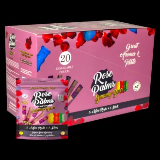 Rose Palms Organic Wraps W/ Rose Petals - 5 Mini Rolls + 1 Stick - 15ct Display 