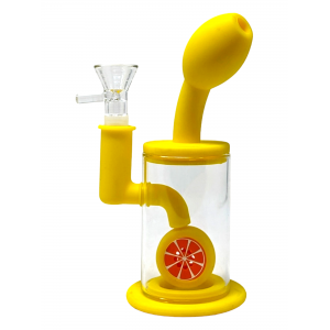 7" Orange Slice Perc Silicone Water Pipe [SWP869]