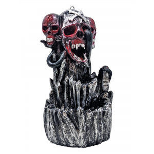 Skull & Snake Clay Incense Burner W/ 10 Incense - Black [RHY002-BK]