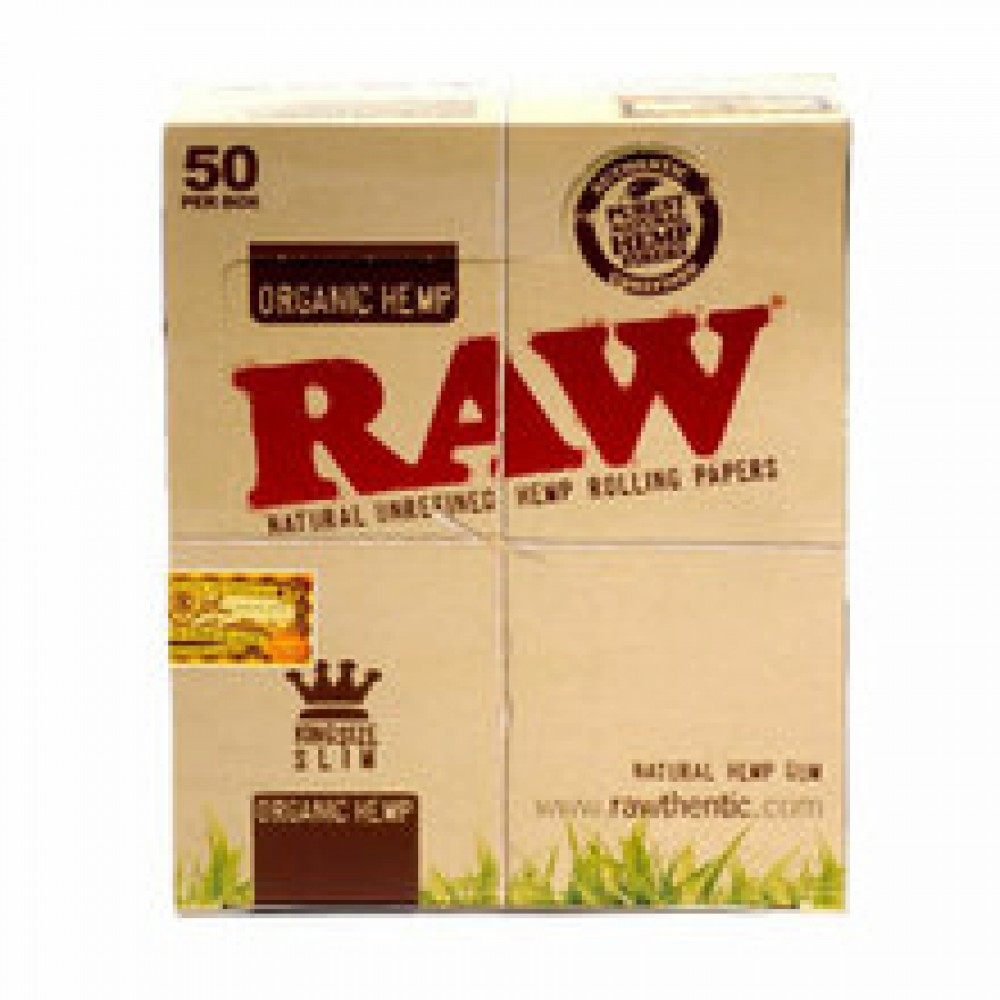 Raw Organic Hemp King Size Slim Rolling Papers 50 Box