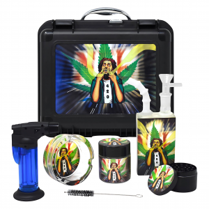 Juice Bong+Torch Lighter Smoking Set Lockable Suitcase - Design 2