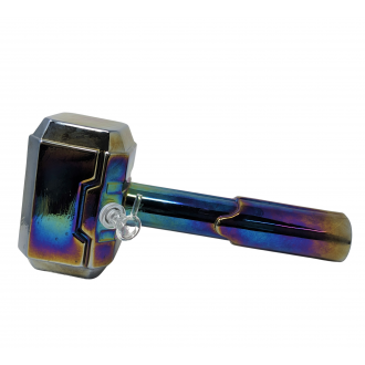 14" Rainbow Hammer Soft Glass Water Pipe - Glass On Glass [E1122G]