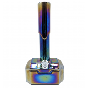 14" Rainbow Hammer Soft Glass Water Pipe - Glass On Glass [E1122G]
