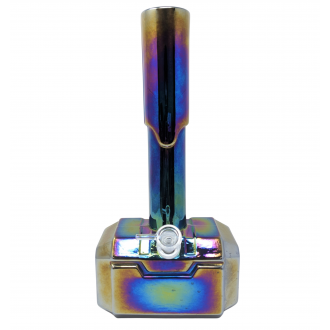 14" Rainbow Hammer Soft Glass Water Pipe - Glass On Glass [E1122G]