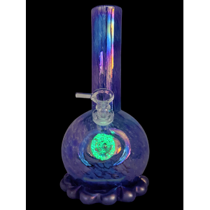 10" Octopus w/ Glow in Dark Side Eyes Soft Glass Water Pipe - GOG [E1128G]