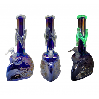 10" Glow In The Dark Eagle Soft Glass Water Pipe - Glass On Glass [E1185G]