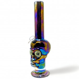 13" SKULL EYES SOFT GLASS WATER PIPE - GOR [E1191]