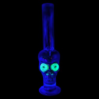 13" SKULL EYES SOFT GLASS WATER PIPE - GOR [E1191]