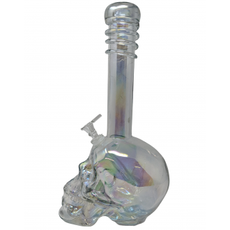 14" Color Changing Skull Soft Glass Water Pipe - Glass On Glass [E1187G]