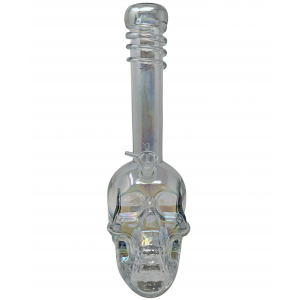 14" Color Changing Skull Soft Glass Water Pipe - Glass On Glass [E1187G]