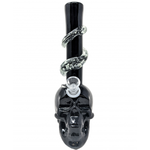 12" Skull Head Glow In The Dark Wrap Soft Glass Water Pipe - Glass On Glass [MA-12- SKULL-G]