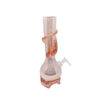 10" Flame Tri-Color Soft Glass Water Pipe - Glass On Glass [FM58171G]